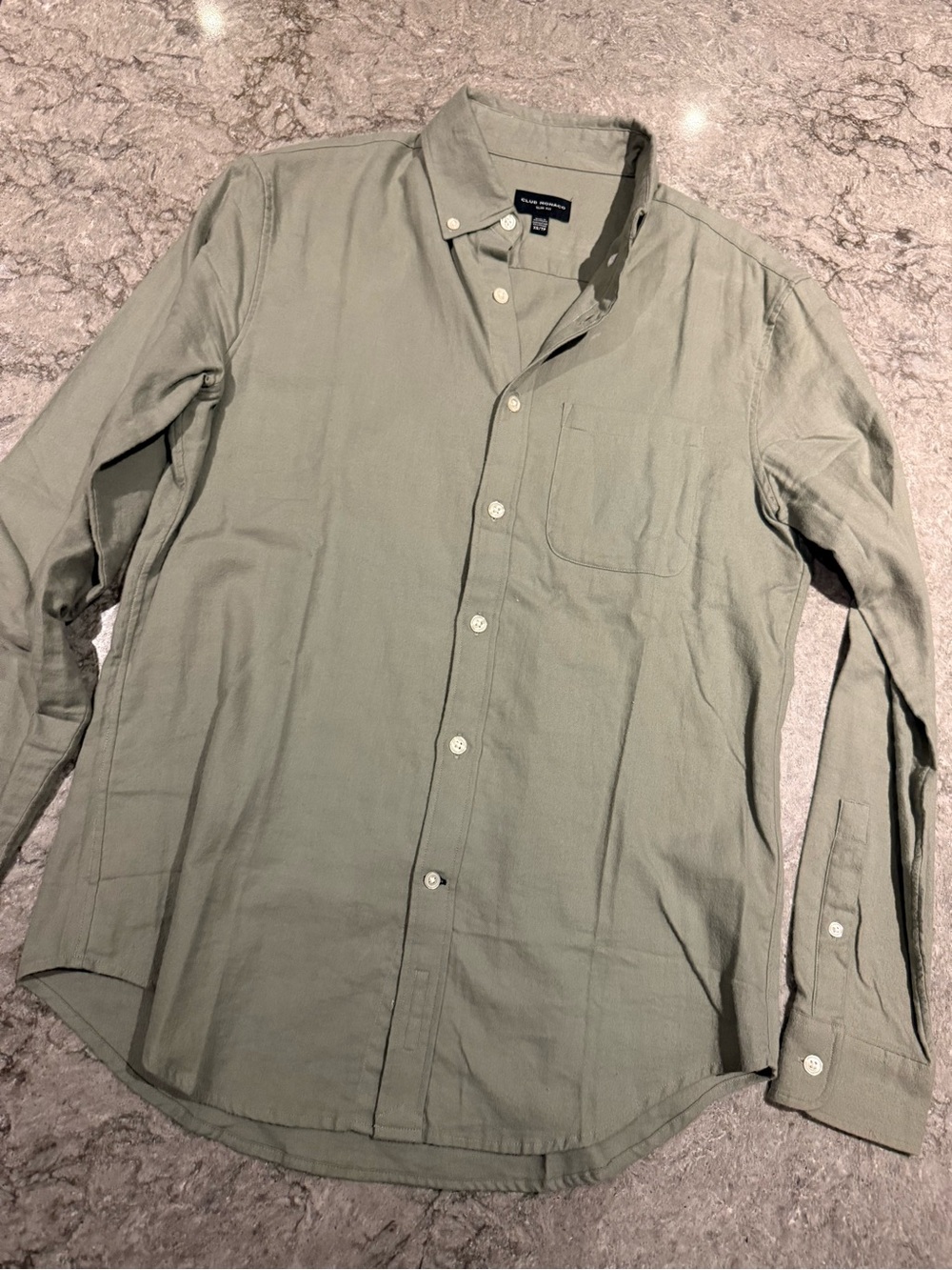 Club Monaco Olive Green Button-Down Shirt